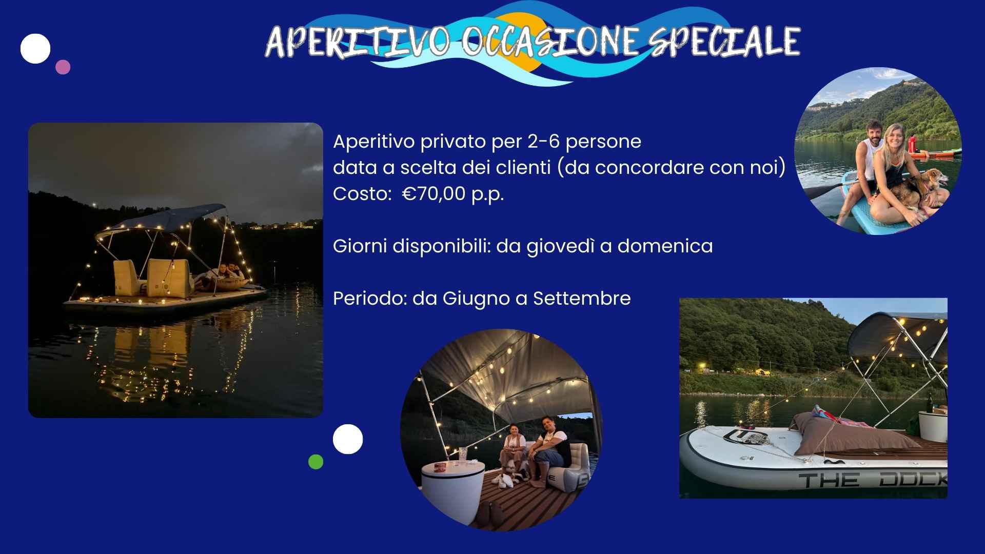 Aperitivo galleggiante occasione speciale per 2 a Nemi